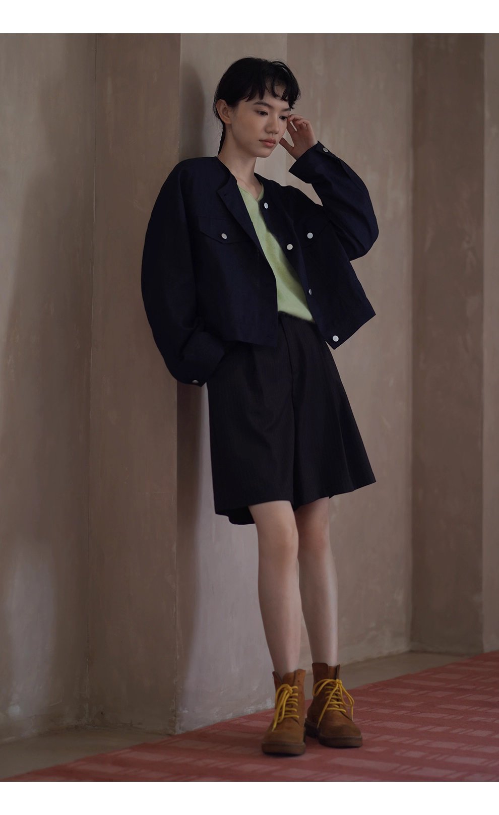 輕工裝挺括透氣苧麻棉寬鬆箱型短長袖顯瘦通勤外套女