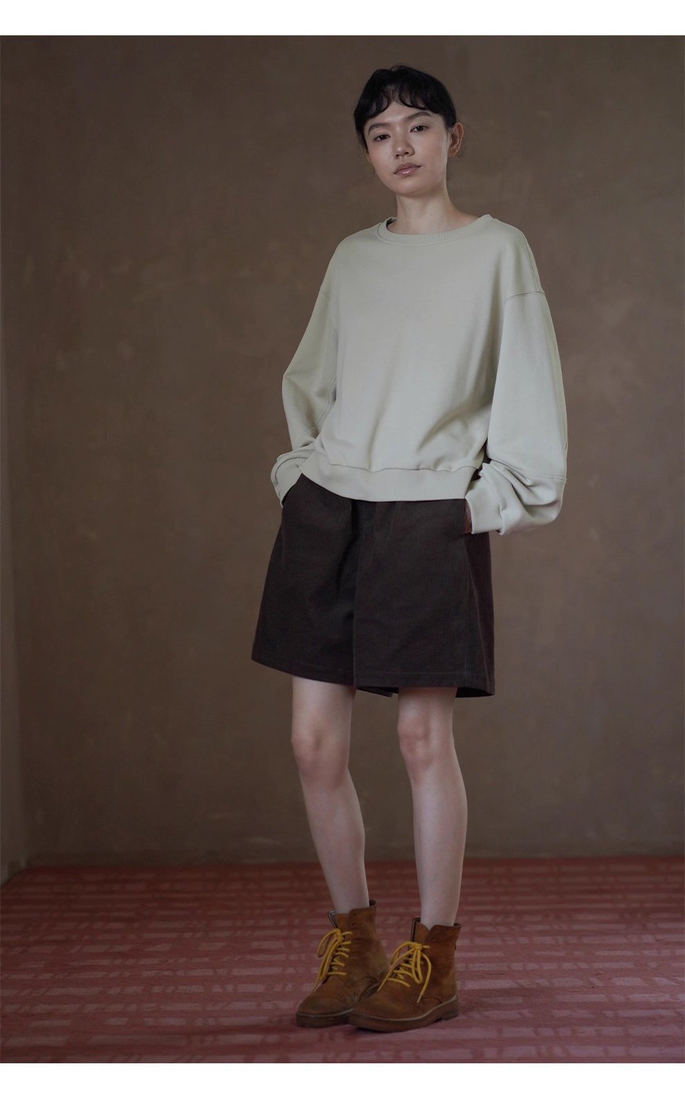 青芒椰椰衛衣寬鬆落肩長袖圓領顯瘦軟糯棉感休閒上衣女