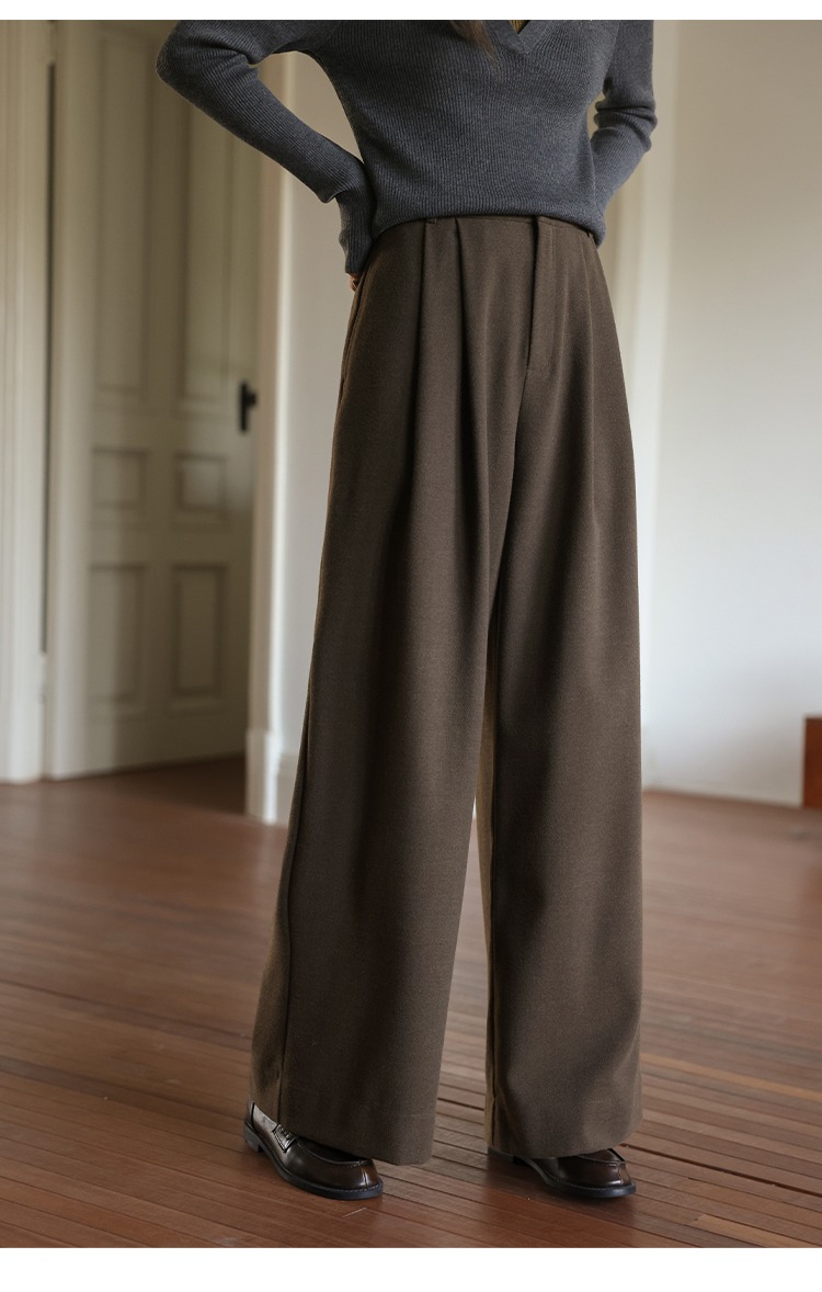 高腰直筒褲女寬腿闊腿褲秋冬款褲子