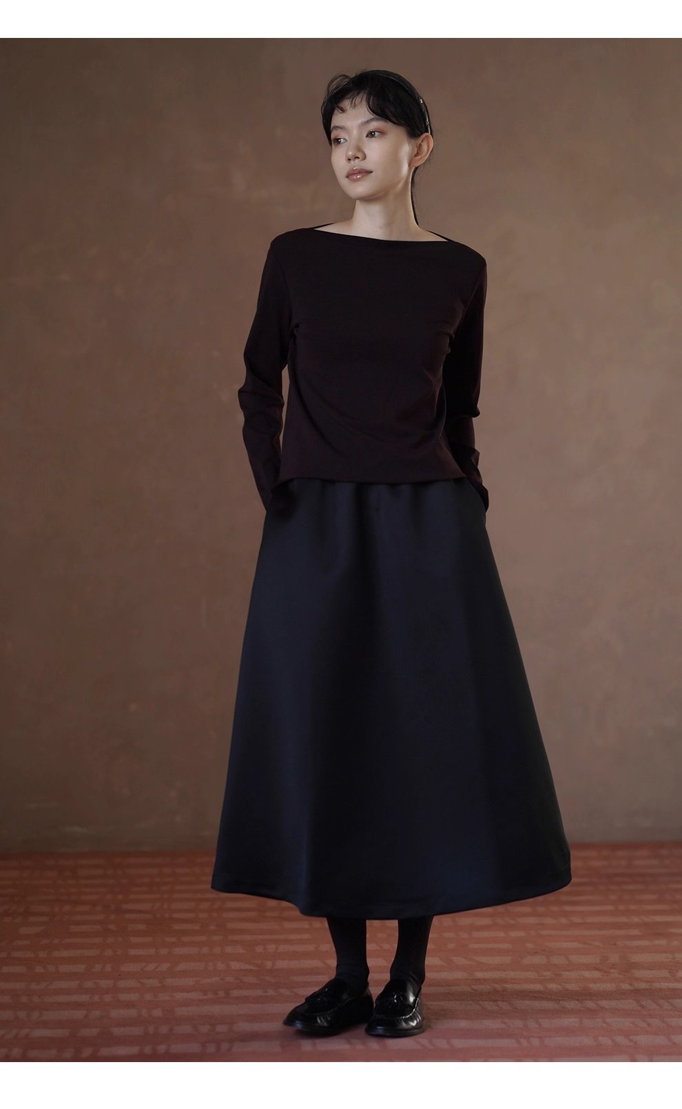 羅馬假日流光緞面貴氣高腰顯瘦遮肉蓬蓬A字通勤半身裙女