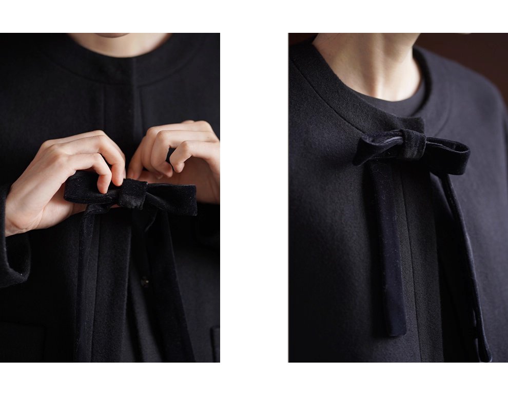 少女祈禱外套可拆式絲絨蝴蝶高含量羊毛短版正肩西裝女
