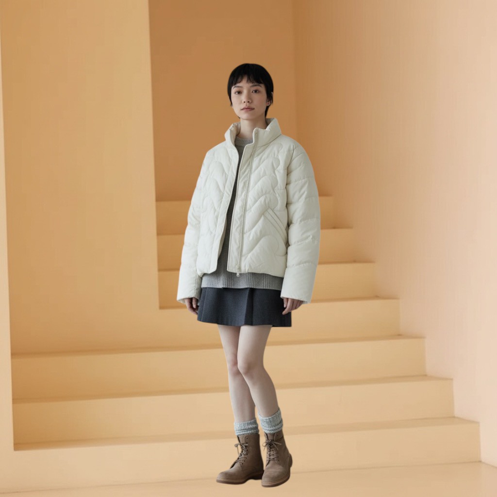 高品質羽絨衣立領保暖短款白鴨絨外套