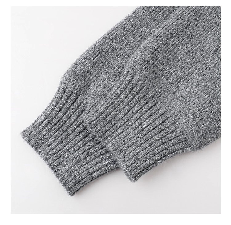 拼色插肩長袖短版針織衫女秋季新款小狗刺繡上衣