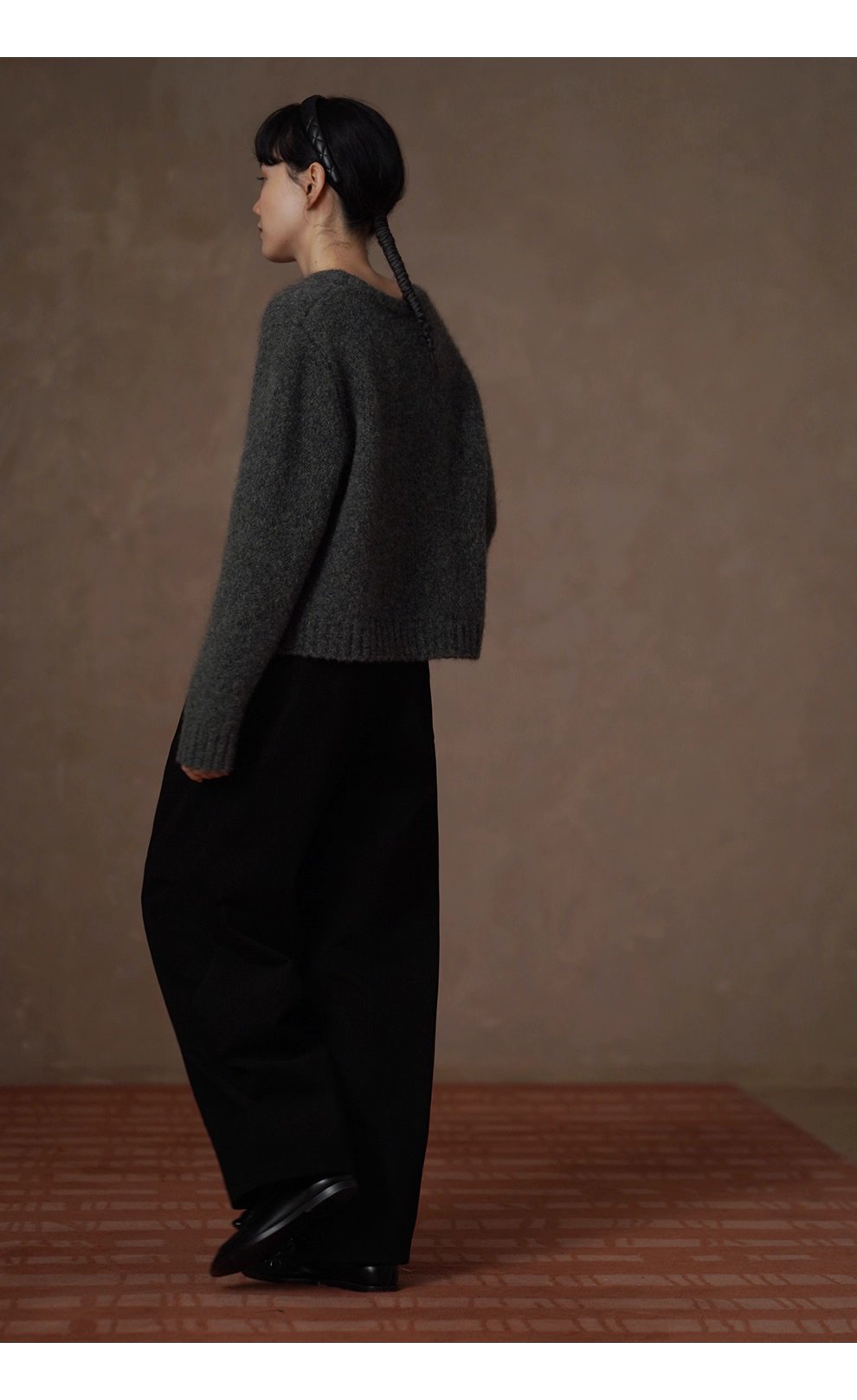 低調霧面紗卡品質長褲可調式褲袢高腰寬鬆顯瘦直筒褲女