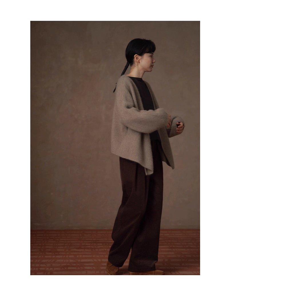 鬆弛代表外套長絨綿羊毛兔毛混紡寬鬆顯瘦簡約通勤開襟衫