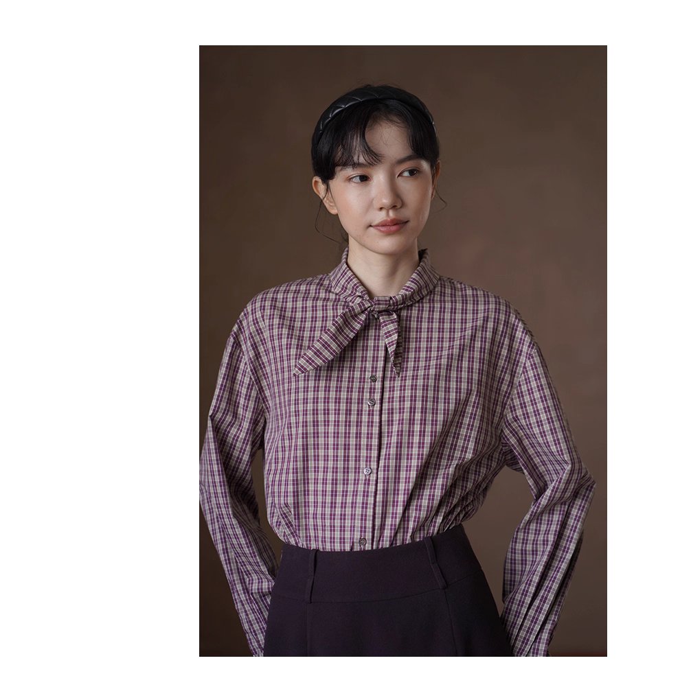 驚喜紅格紋襯衫柔軟100棉飄帶領結疊穿寬鬆顯瘦通勤上衣,驚喜紅格紋襯衫柔軟100棉飄帶領結疊穿寬鬆顯瘦通勤上衣,HBEW1121,驚喜紅格紋襯衫柔軟100棉飄帶領結疊穿寬鬆顯瘦通勤上衣,領結造型,全棉面料