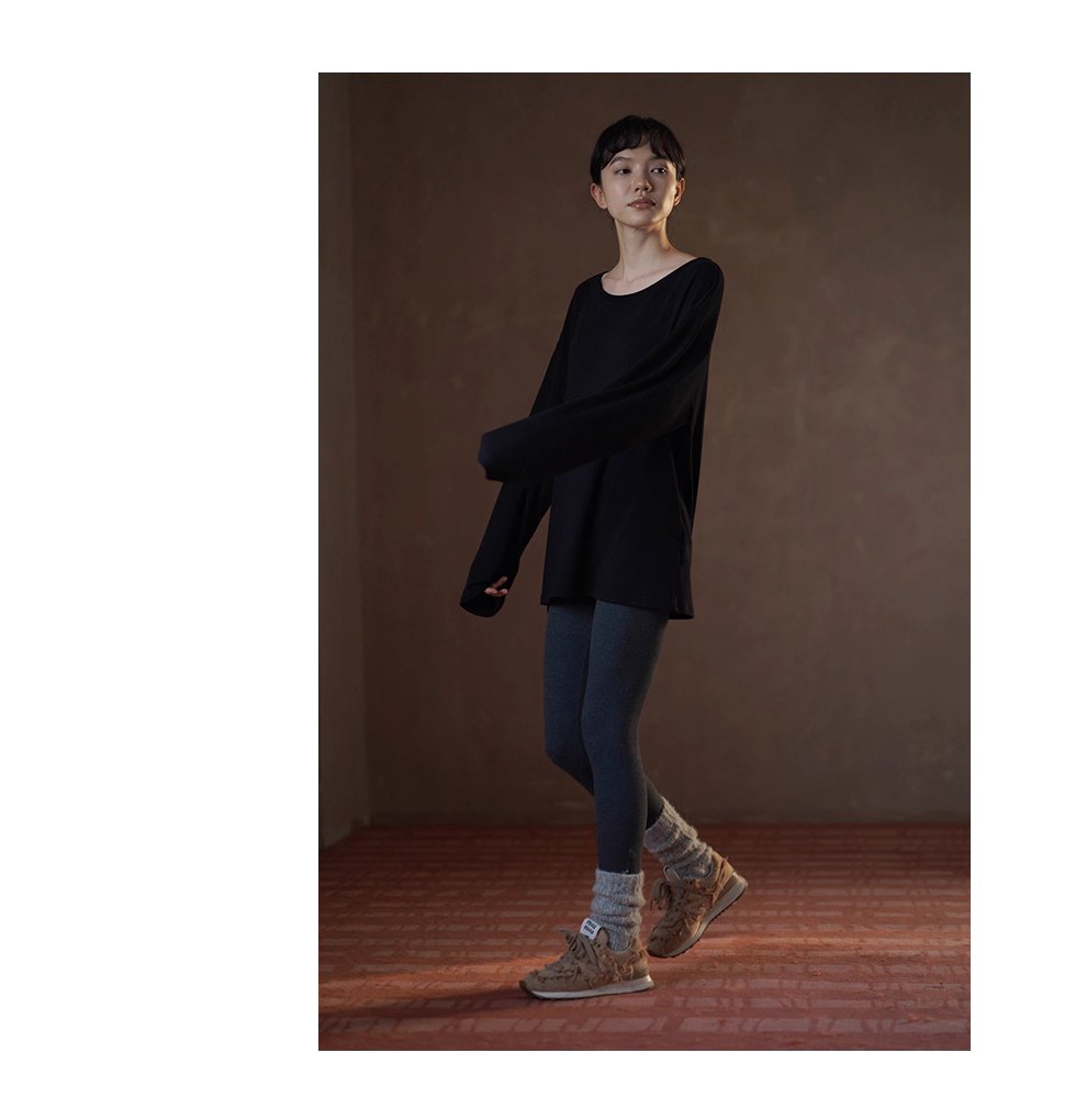 柔軟的慵懶感寬鬆無負擔船領內搭T恤垂感彈性顯瘦上衣女