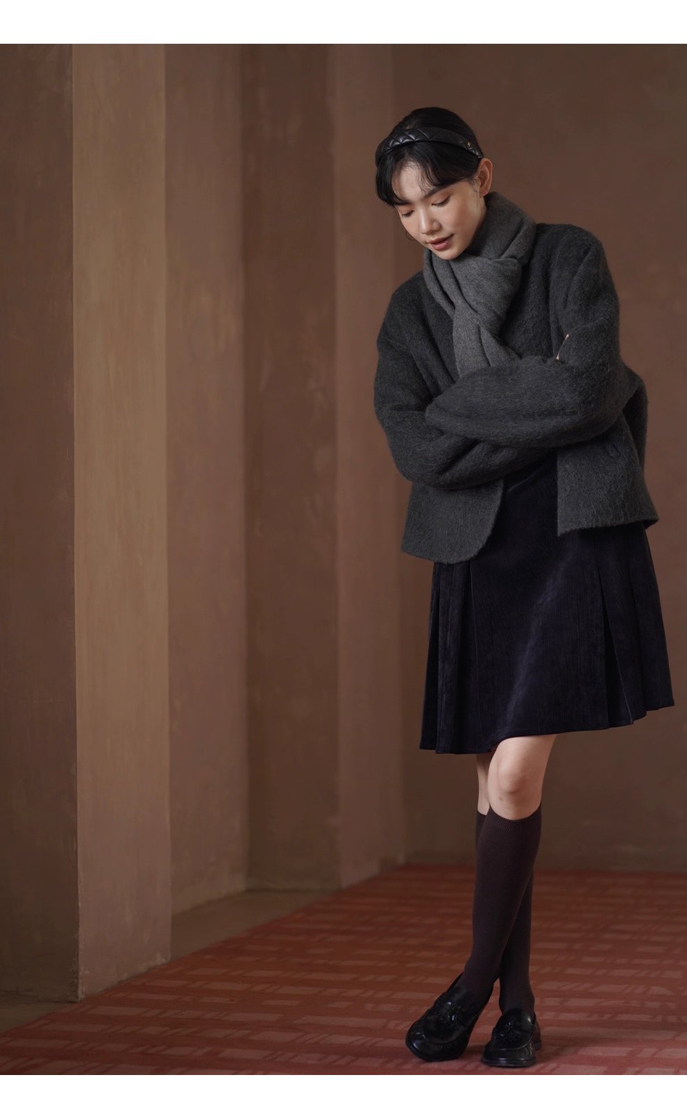 850g羊駝綿羊毛重磅雙面呢絨感寬鬆通勤顯瘦保暖外套女