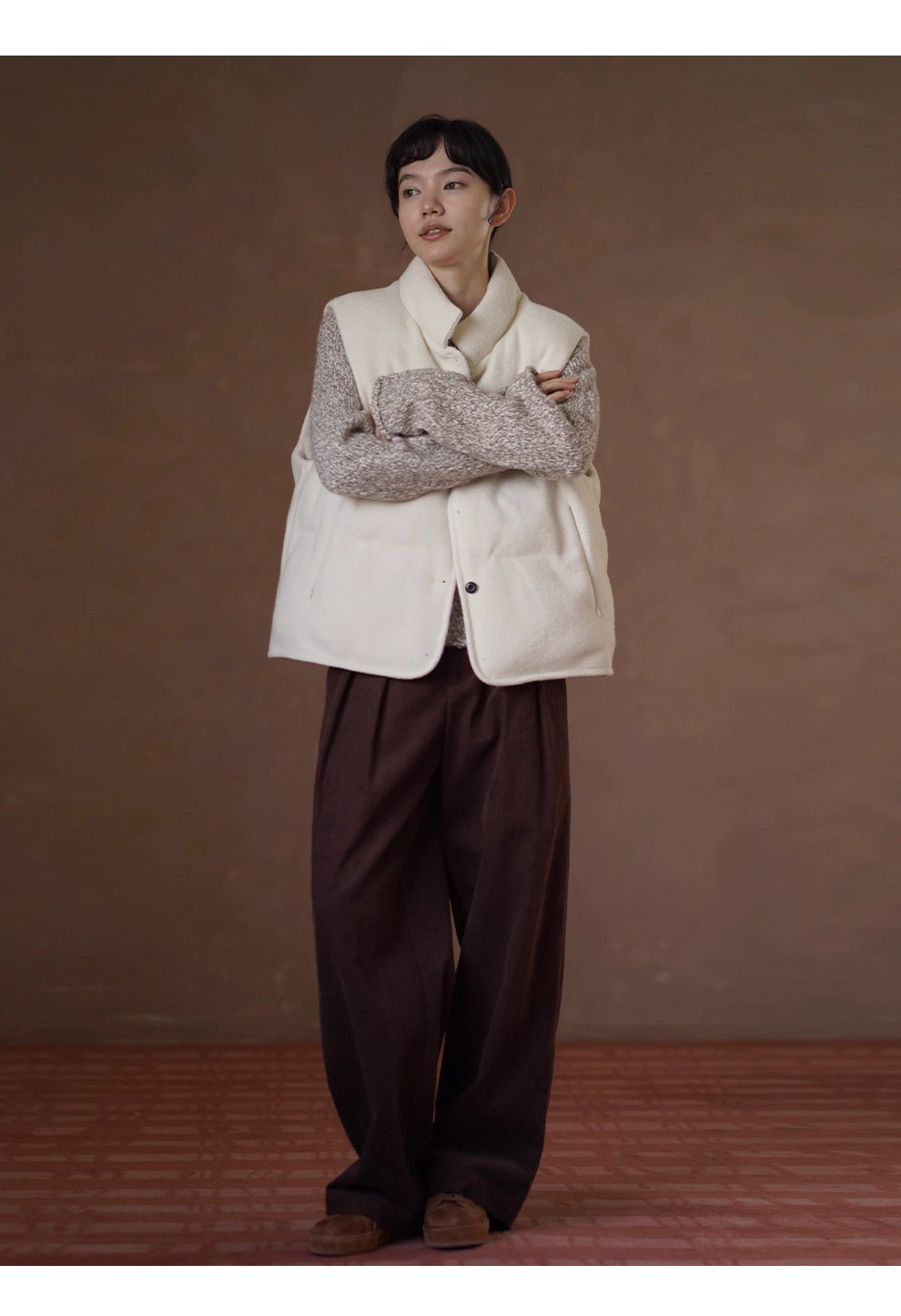 拉花肌理感雜色羊毛豆豆紗寬鬆顯瘦船領休閒捲邊毛衣女