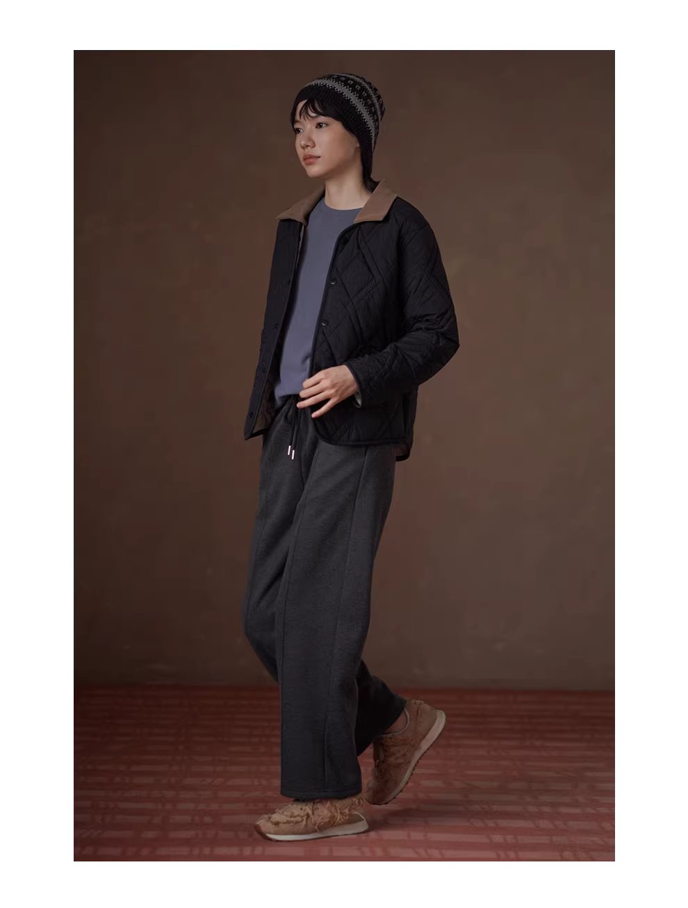 抗凍b備高回彈嬰兒絨鬆緊高腰人字紋顯瘦運動寬鬆長褲女,抗凍b備高回彈嬰兒絨鬆緊高腰人字紋顯瘦運動寬鬆長褲女,HBEW3041,抗凍b備高回彈嬰兒絨鬆緊高腰人字紋顯瘦運動寬鬆長褲女,彈性舒適,人字紋