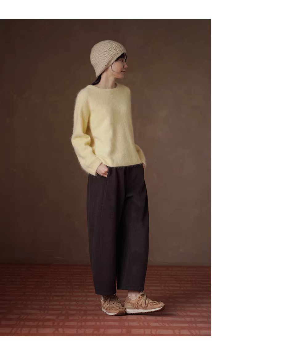 復古香蕉輪廓加厚特舒絨解構斜切分割顯瘦寬鬆毛呢長褲,復古香蕉輪廓加厚特舒絨解構斜切分割顯瘦寬鬆毛呢長褲,HBEW3045,復古香蕉輪廓加厚特舒絨解構斜切分割顯瘦寬鬆毛呢長褲,香蕉褲型,羊毛混紡