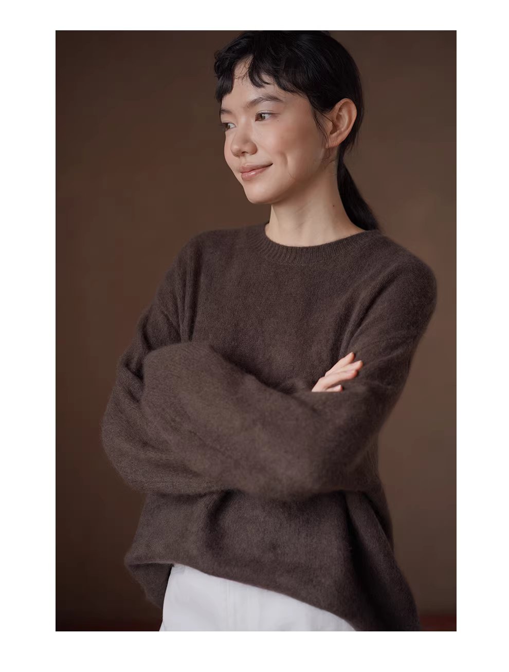 糖炒栗子毛衣高品羊絨羊毛混紡寬鬆圓領顯瘦針織上衣女,糖炒栗子毛衣高品羊絨羊毛混紡寬鬆圓領顯瘦針織上衣女,HBEW1163,糖炒栗子毛衣高品羊絨羊毛混紡寬鬆圓領顯瘦針織上衣女,質感單品,羊毛羊絨