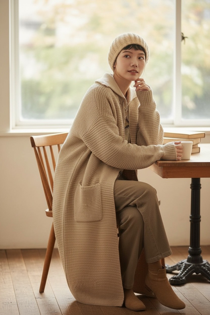 粗線加厚款毛衣外套秋冬慵懶風口袋針織開襟衫,粗線加厚款毛衣外套秋冬慵懶風口袋針織開襟衫,5W165014,粗線加厚款毛衣外套秋冬慵懶風口袋針織開襟衫,百搭實穿,粗針設計