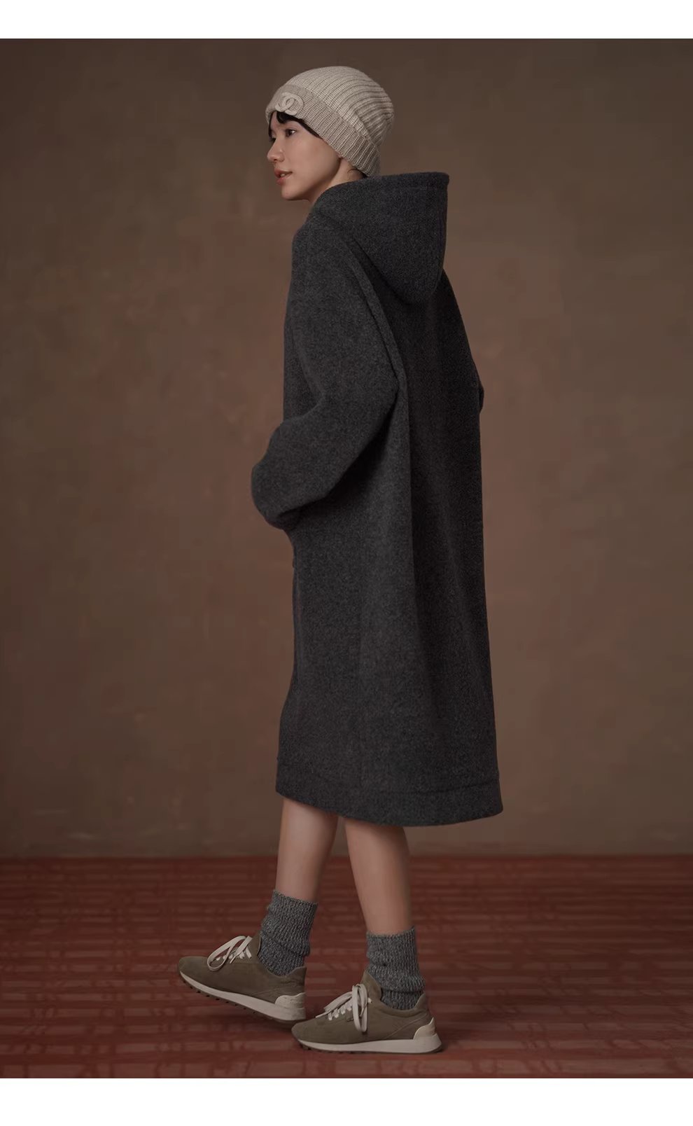 梨形友善羊毛混紡長直筒遮肉顯瘦連帽休閒百搭洋裝,梨形友善羊毛混紡長直筒遮肉顯瘦連帽休閒百搭洋裝,HBEW7064,梨形友善羊毛混紡長直筒遮肉顯瘦連帽休閒百搭洋裝,連帽洋裝,親膚保暖