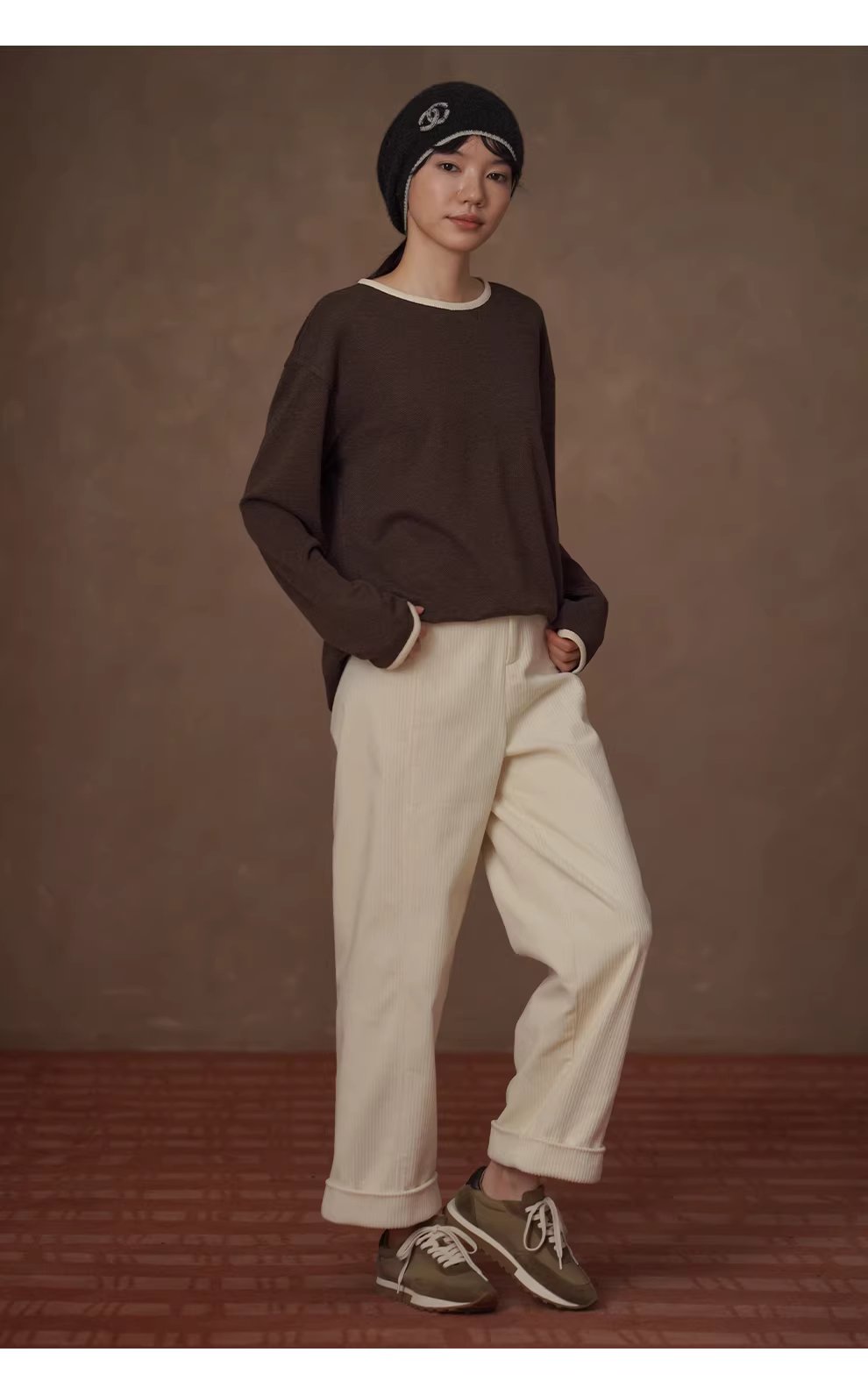 復古撞色織帶拼接抗皺易打理斜紋肌理感寬鬆藏肉上衣女,復古撞色織帶拼接抗皺易打理斜紋肌理感寬鬆藏肉上衣女,HBEW1168,復古撞色織帶拼接抗皺易打理斜紋肌理感寬鬆藏肉上衣女,撞色領口,抗皺面料