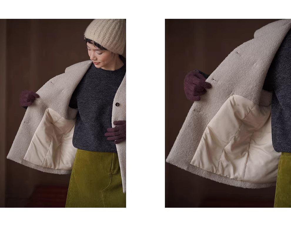 聖誕詩集高含量羊毛圈紗加厚絎棉牛角扣寬鬆V領馬甲女,聖誕詩集高含量羊毛圈紗加厚絎棉牛角扣寬鬆V領馬甲女,HBEW5118,聖誕詩集高含量羊毛圈紗加厚絎棉牛角扣寬鬆V領馬甲女,牛角排扣,羊毛混紡