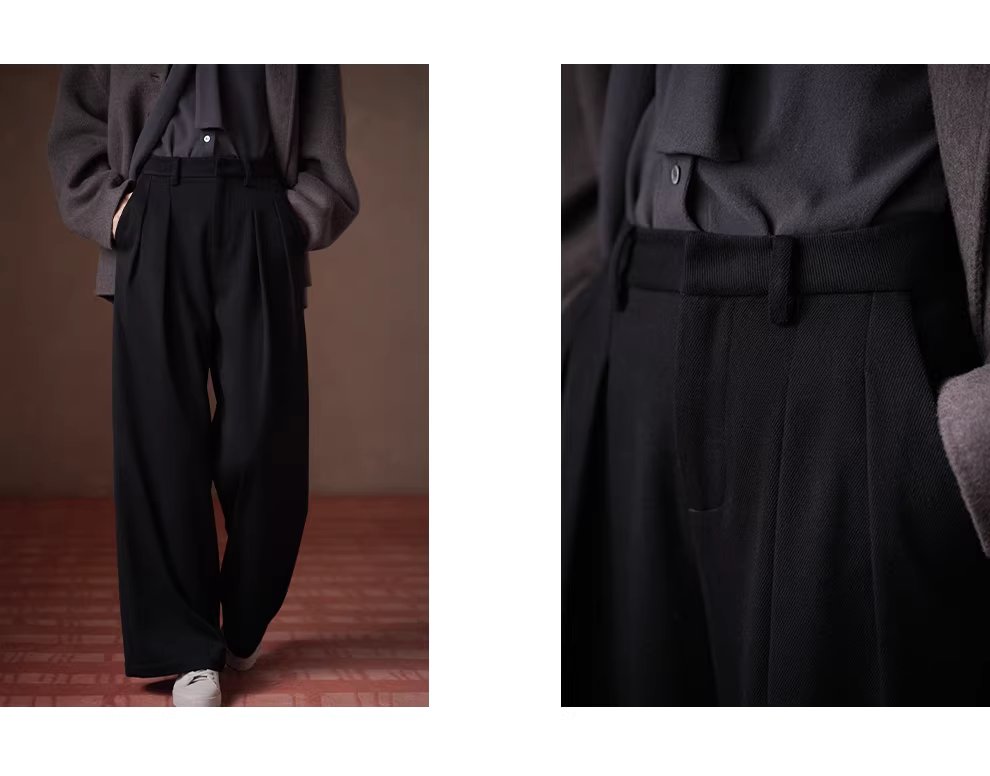 職場主角斜紋磨毛加厚寬鬆高腰通勤顯瘦闊腿西裝長褲女,職場主角斜紋磨毛加厚寬鬆高腰通勤顯瘦闊腿西裝長褲女,HBEW3059,職場主角斜紋磨毛加厚寬鬆高腰通勤顯瘦闊腿西裝長褲女,垂墜感佳,磨毛絨感