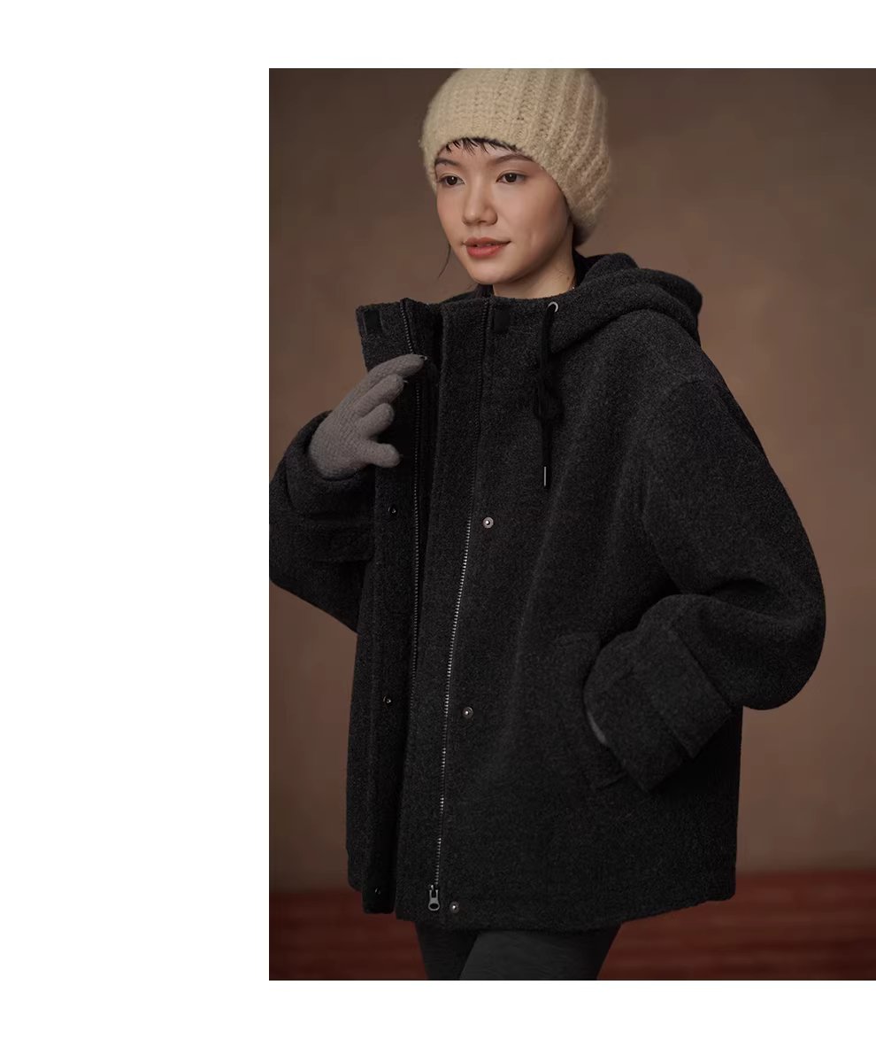 北歐風加厚保暖綿羊毛混紡呢料立體挺括連帽休閒外套女,北歐風加厚保暖綿羊毛混紡呢料立體挺括連帽休閒外套女,HBEW5122,北歐風加厚保暖綿羊毛混紡呢料立體挺括連帽休閒外套女,連帽立領,羊毛混紡