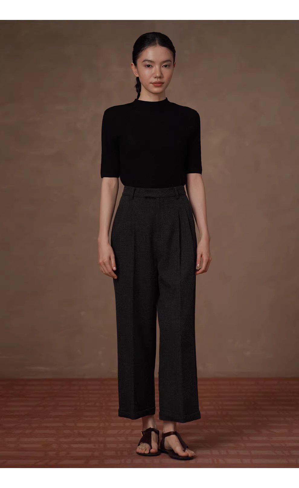 靜奢通勤訂製花灰肌理顯瘦高腰利落直筒折邊西裝長褲女,靜奢通勤訂製花灰肌理顯瘦高腰利落直筒折邊西裝長褲女,HBFS3001,靜奢通勤訂製花灰肌理顯瘦高腰利落直筒折邊西裝長褲女,壓褶收腰,花灰面料