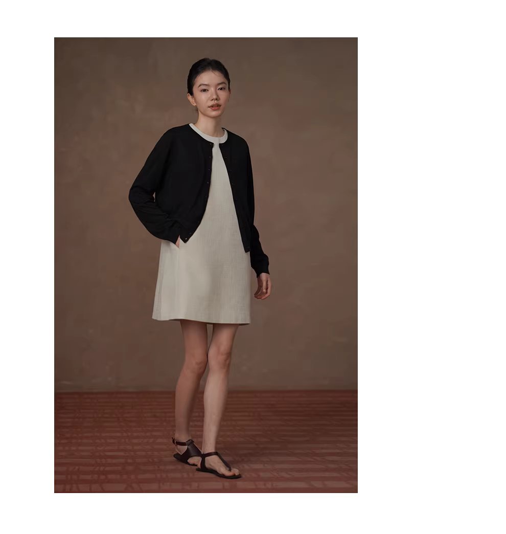 簡約且獨特編織小香肌理圓領直筒顯瘦疊穿背心洋裝女,簡約且獨特編織小香肌理圓領直筒顯瘦疊穿背心洋裝女,HBFS7005,簡約且獨特編織小香肌理圓領直筒顯瘦疊穿背心洋裝女,直筒修身,百搭實穿