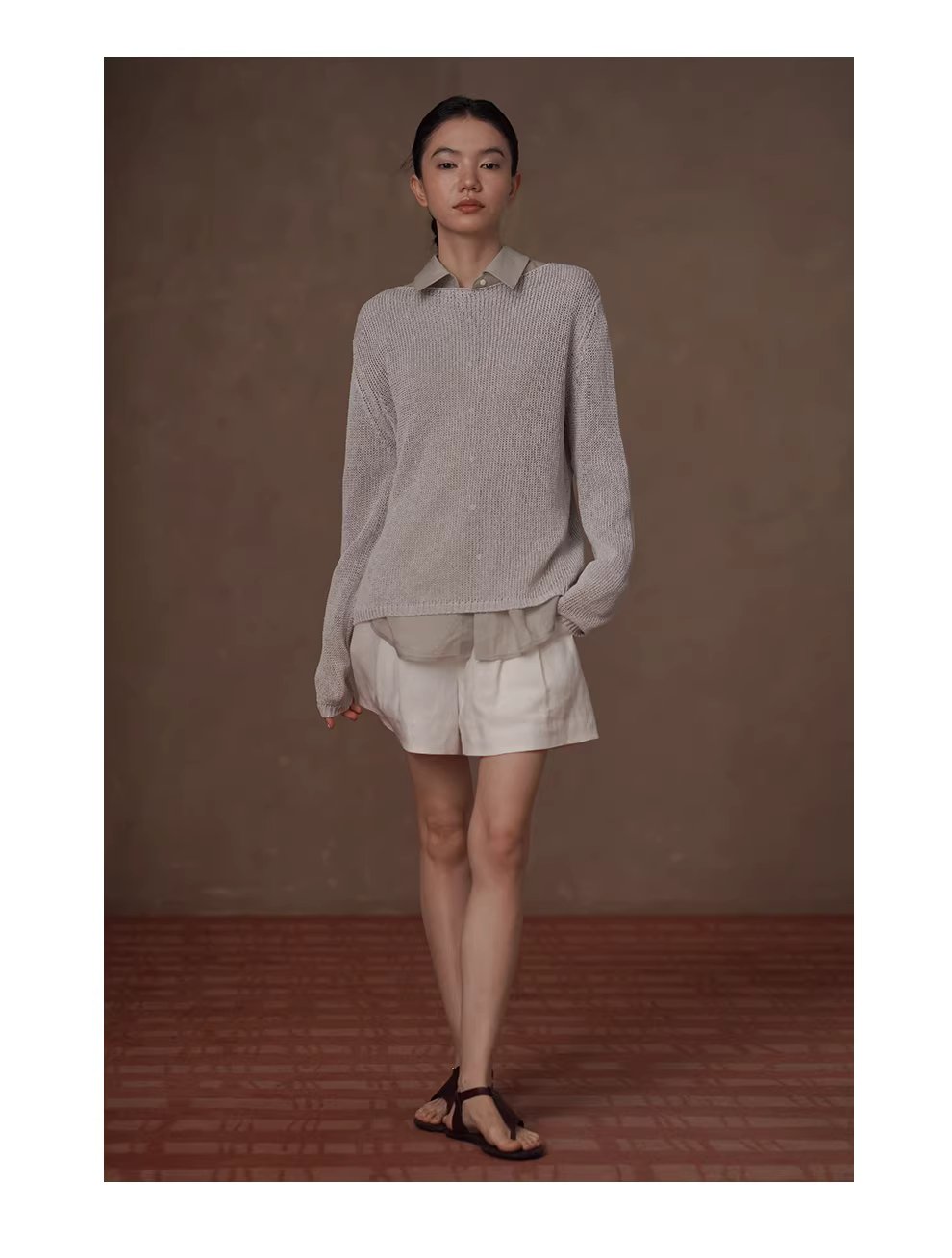 朦朧水霧進口及紙紗透氣針織紙片人寬鬆顯瘦一字領罩衫,朦朧水霧進口及紙紗透氣針織紙片人寬鬆顯瘦一字領罩衫,HBFS1014,朦朧水霧進口及紙紗透氣針織紙片人寬鬆顯瘦一字領罩衫,舒適透氣,寬鬆顯瘦