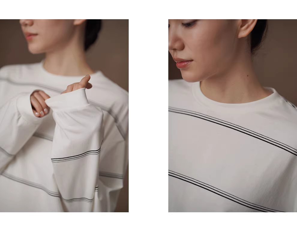 寫生素描鬆弛衛衣慵懶細條紋圓領寬鬆落肩休閒長袖上衣,寫生素描鬆弛衛衣慵懶細條紋圓領寬鬆落肩休閒長袖上衣,HBFS1015,寫生素描鬆弛衛衣慵懶細條紋圓領寬鬆落肩休閒長袖上衣,不易變形,修身實搭