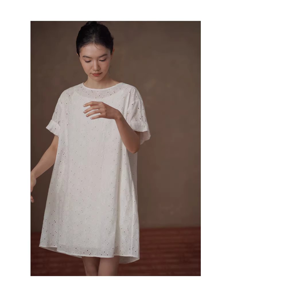 浪漫花園匠心之作100棉立體繡花A字顯瘦泡泡袖洋裝女,浪漫花園匠心之作100棉立體繡花A字顯瘦泡泡袖洋裝女,HBFS7007,浪漫花園匠心之作100棉立體繡花A字顯瘦泡泡袖洋裝女,吸濕排汗,版型修飾