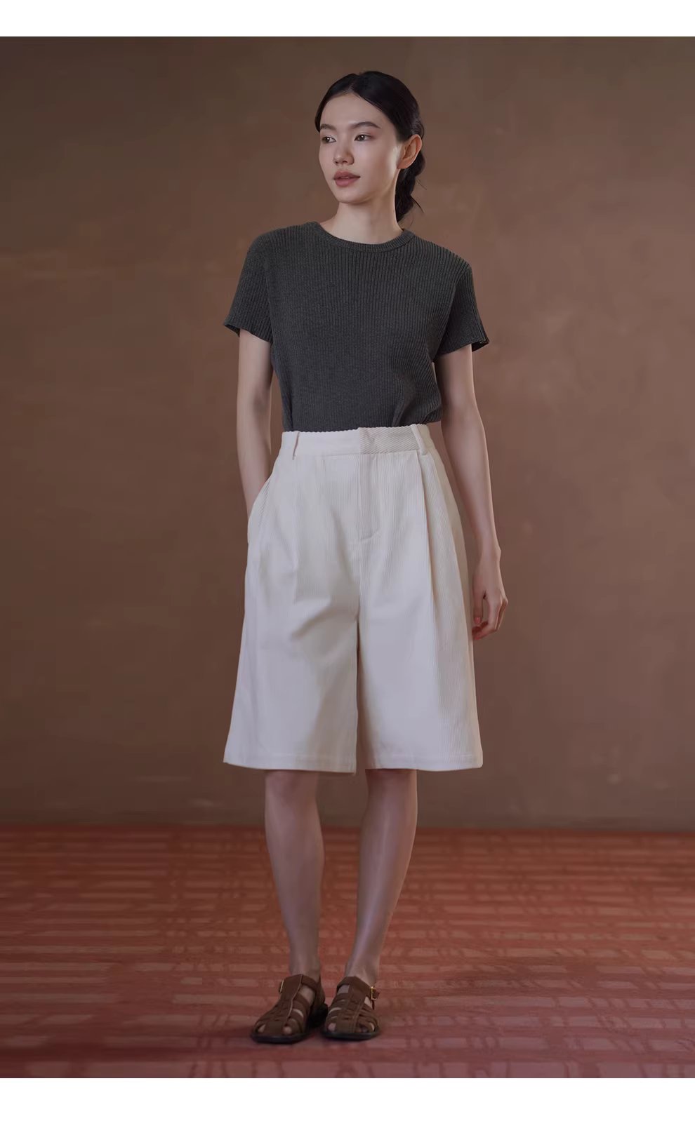 綿軟龍井酥雪尼爾紗線粗坑條肌理感短袖圓領彈力顯瘦T恤,綿軟龍井酥雪尼爾紗線粗坑條肌理感短袖圓領彈力顯瘦T恤,HBFS1036,綿軟龍井酥雪尼爾紗線粗坑條肌理感短袖圓領彈力顯瘦T恤,軟糯親膚,坑條彈性