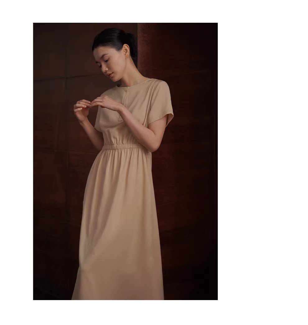 溫柔淡人洋裝顯瘦垂感簡約A字收腰短袖不挑人通勤洋裝,溫柔淡人洋裝顯瘦垂感簡約A字收腰短袖不挑人通勤洋裝,HBFS7013,溫柔淡人洋裝顯瘦垂感簡約A字收腰短袖不挑人通勤洋裝,柔滑啞光,優雅設計