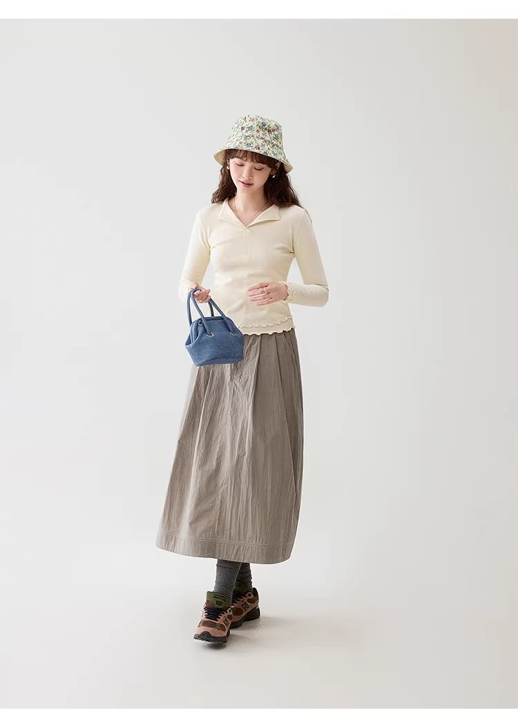 波浪邊弧擺翻v領針織衫女春季新款修身內搭上衣,波浪邊弧擺翻v領針織衫女春季新款修身內搭上衣,HBFS1048,波浪邊弧擺翻v領針織衫女春季新款修身內搭上衣,V型翻領,修身顯瘦