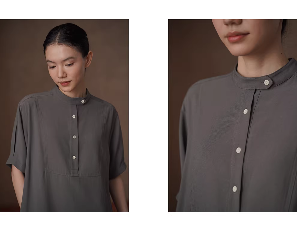 清冷烏木洋裝竹節肌理亞麻混紡半高領分割顯瘦裙子女,清冷烏木洋裝竹節肌理亞麻混紡半高領分割顯瘦裙子女,HBFS7020,清冷烏木洋裝竹節肌理亞麻混紡半高領分割顯瘦裙子女,半高領,亞麻混紡