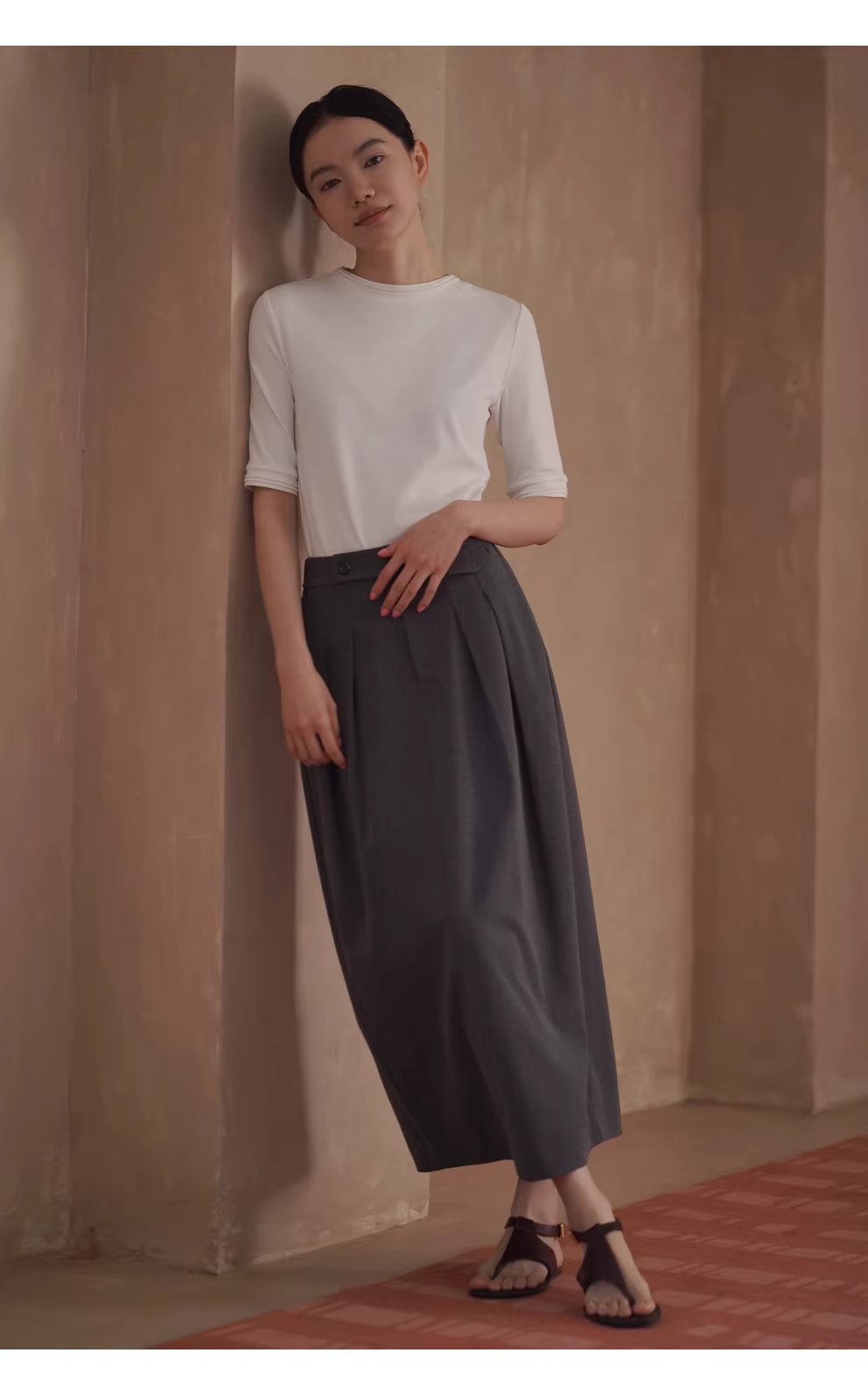 精緻加持舒適線上塔克線圓領合身彈性中袖通勤顯瘦T恤女,精緻加持舒適線上塔克線圓領合身彈性中袖通勤顯瘦T恤女,HBFS1063,精緻加持舒適線上塔克線圓領合身彈性中袖通勤顯瘦T恤女,內搭單穿,親膚透氣