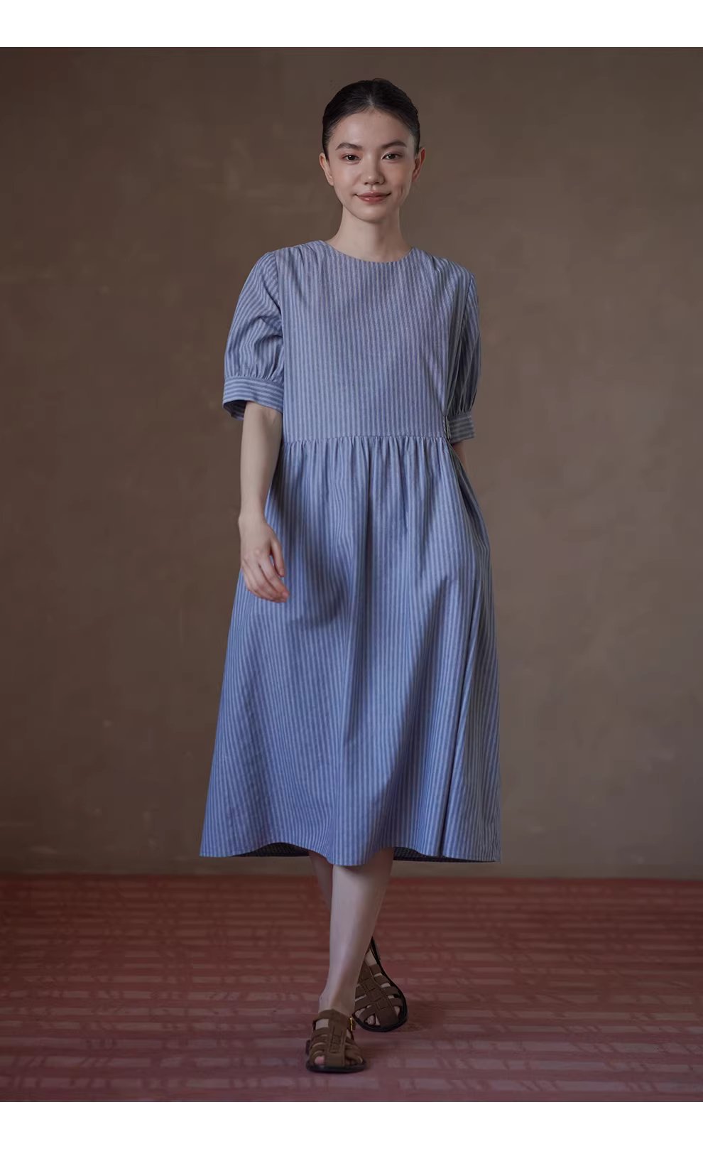 海上環遊記洋裝清新顯瘦豎條紋圓領短袖遮肉長裙,海上環遊記洋裝清新顯瘦豎條紋圓領短袖遮肉長裙,HBFS7023,海上環遊記洋裝清新顯瘦豎條紋圓領短袖遮肉長裙,純棉親膚,簡約慵懶