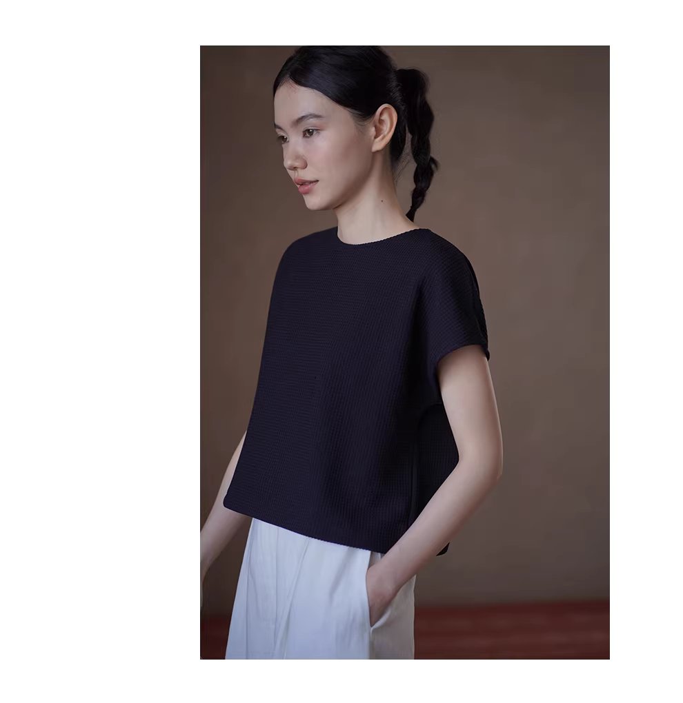 極簡的舒適感華夫格肌理連肩袖設計寬鬆挺括顯瘦通勤T恤,極簡的舒適感華夫格肌理連肩袖設計寬鬆挺括顯瘦通勤T恤,HBFS1069,極簡的舒適感華夫格肌理連肩袖設計寬鬆挺括顯瘦通勤T恤,舒適華夫格,連肩設計