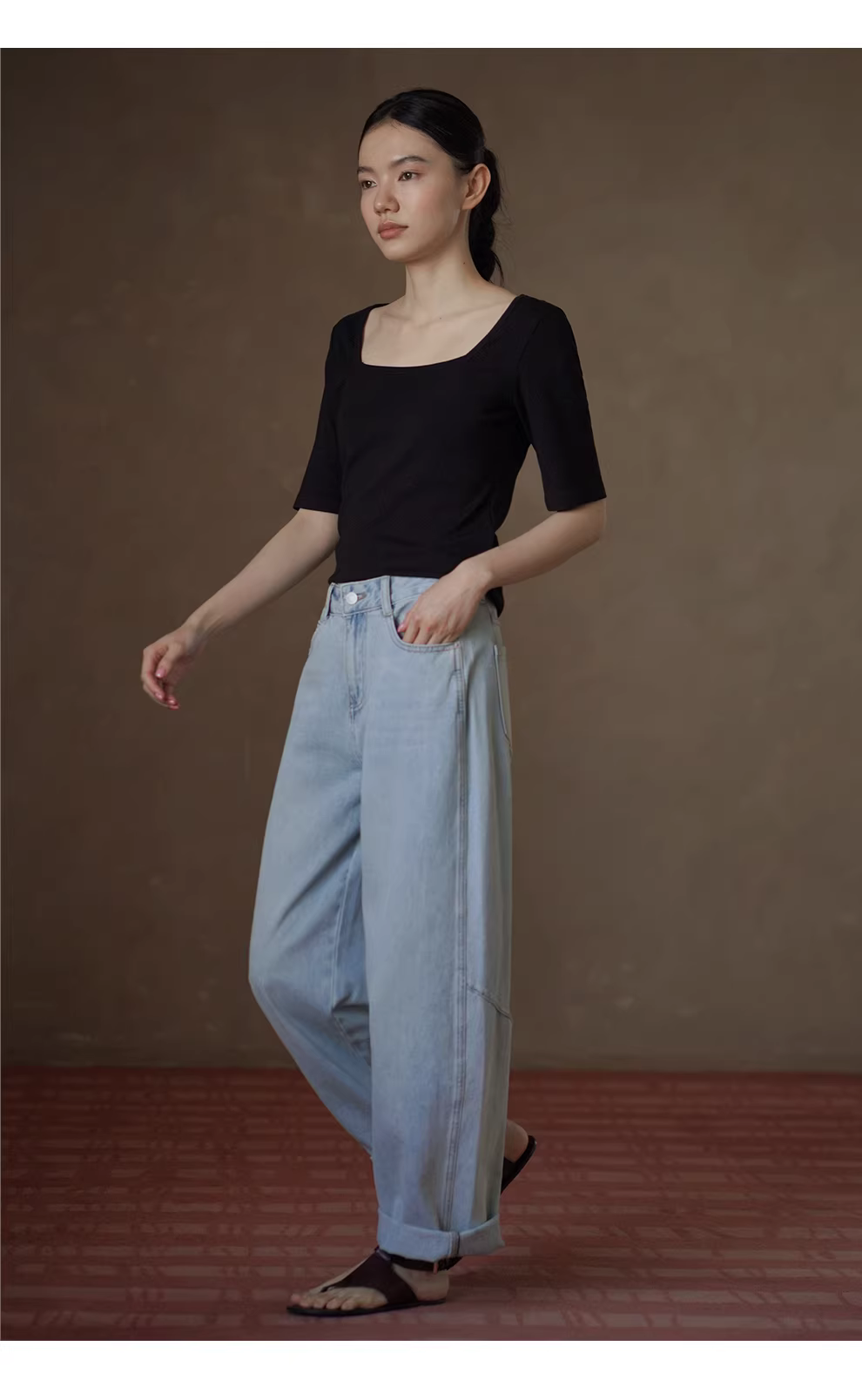 空氣感顯瘦牛仔褲復古水洗立體時髦分割高腰寬長褲女,空氣感顯瘦牛仔褲復古水洗立體時髦分割高腰寬長褲女,HBFS3017,空氣感顯瘦牛仔褲復古水洗立體時髦分割高腰寬長褲女,復古水洗,直筒版型