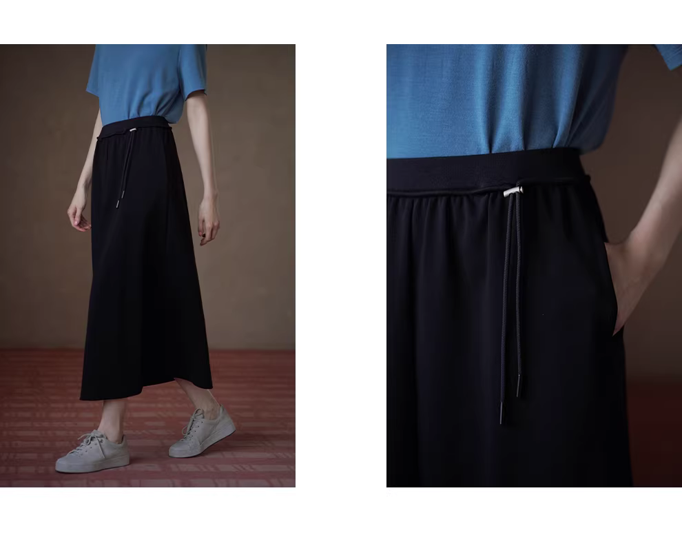 高智運動感衛衣料半身裙高腰可調式抽繩顯瘦直筒裙女,高智運動感衛衣料半身裙高腰可調式抽繩顯瘦直筒裙女,HBFS2013,高智運動感衛衣料半身裙高腰可調式抽繩顯瘦直筒裙女,舒適透氣,版型修飾