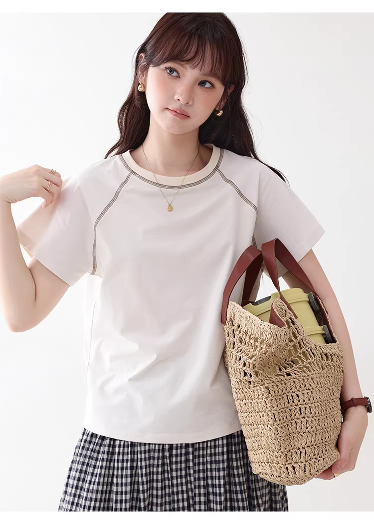 日系反線插肩袖T恤女26夏季新款通勤寬鬆上衣,日系反線插肩袖T恤女26夏季新款通勤寬鬆上衣,HBFS1087,日系反線插肩袖T恤女26夏季新款通勤寬鬆上衣,插肩袖,寬鬆舒適