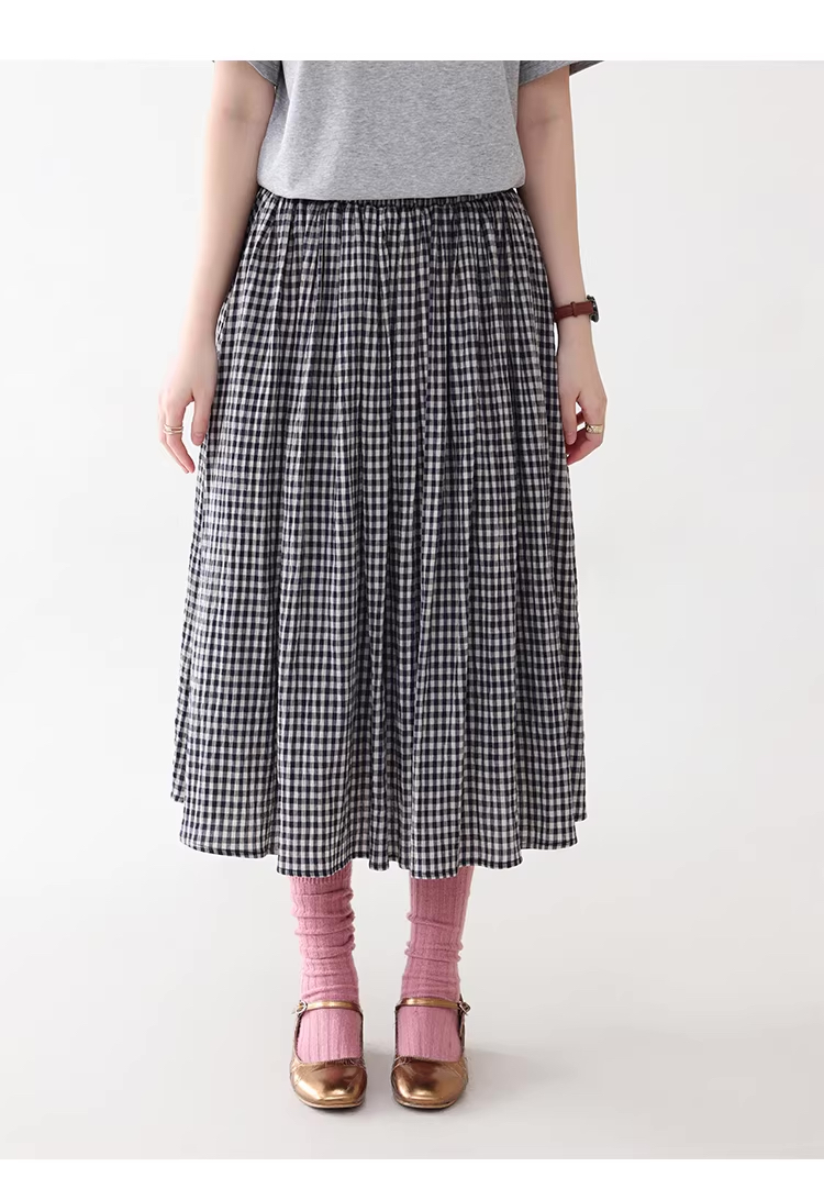 復古格紋飄逸純棉半身裙女夏季新款鬆緊腰中長裙,復古格紋飄逸純棉半身裙女夏季新款鬆緊腰中長裙,HBFS2014,復古格紋飄逸純棉半身裙女夏季新款鬆緊腰中長裙,復古格紋,全棉面料