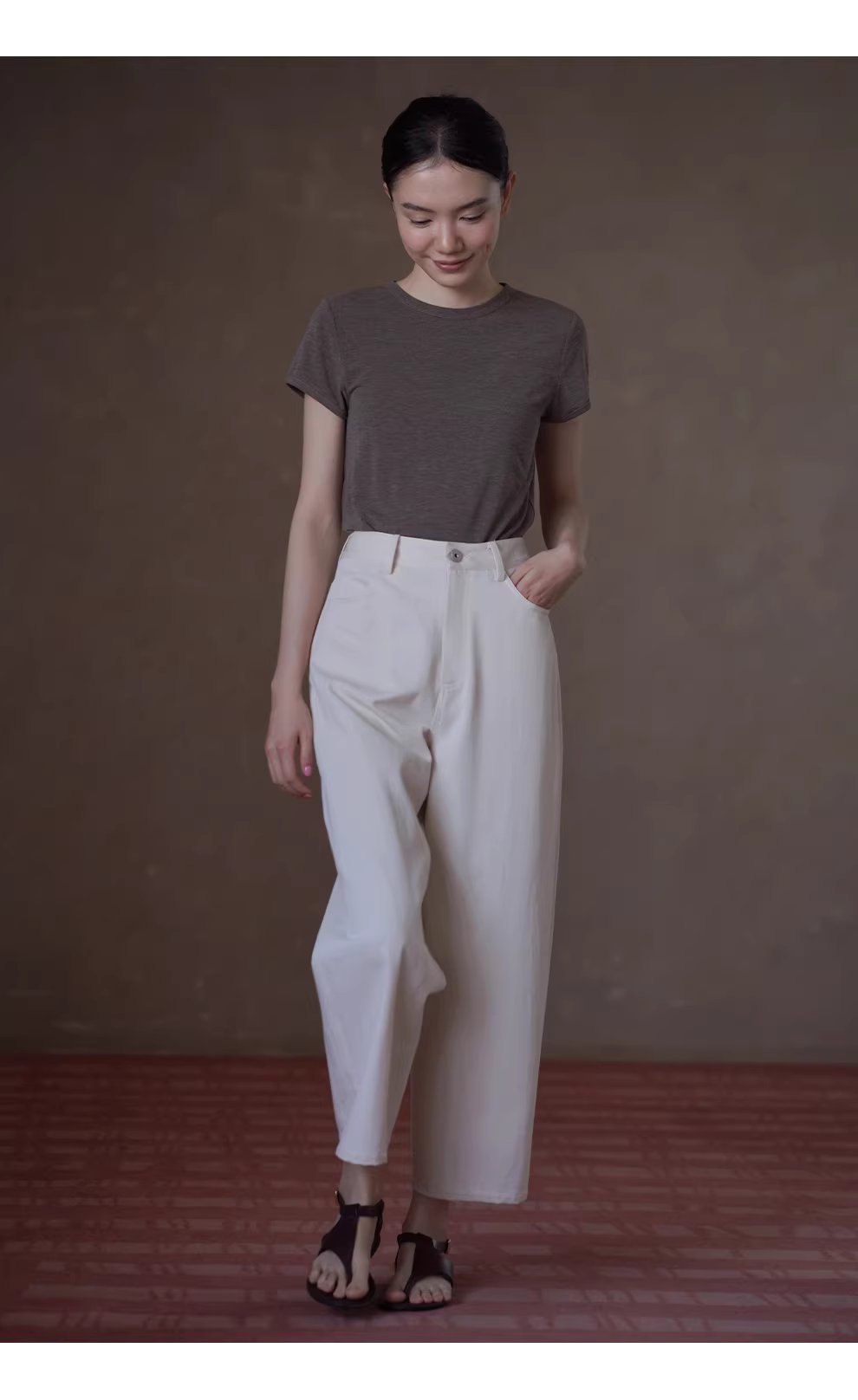 回暖春日高支棉麻混紡斜紋肌理高腰直筒顯瘦八分褲子女,回暖春日高支棉麻混紡斜紋肌理高腰直筒顯瘦八分褲子女,HBFS3020,回暖春日高支棉麻混紡斜紋肌理高腰直筒顯瘦八分褲子女,混紡細膩,舒適挺版