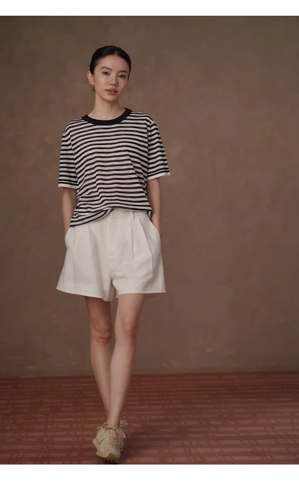 長期極簡主義條紋寬鬆短袖1/32支竹節麻輕薄針織上衣女,長期極簡主義條紋寬鬆短袖1/32支竹節麻輕薄針織上衣女,HBFS1094,長期極簡主義條紋寬鬆短袖1/32支竹節麻輕薄針織上衣女,清爽舒適,寬鬆百搭