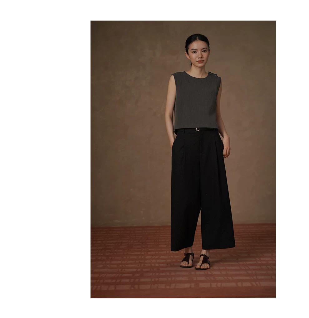 顯瘦亟需不挑人俐落簡約寬鬆高腰袋蓋通勤八分寬褲女,顯瘦亟需不挑人俐落簡約寬鬆高腰袋蓋通勤八分寬褲女,HBFS3025,顯瘦亟需不挑人俐落簡約寬鬆高腰袋蓋通勤八分寬褲女,親膚耐洗,調節腰圍