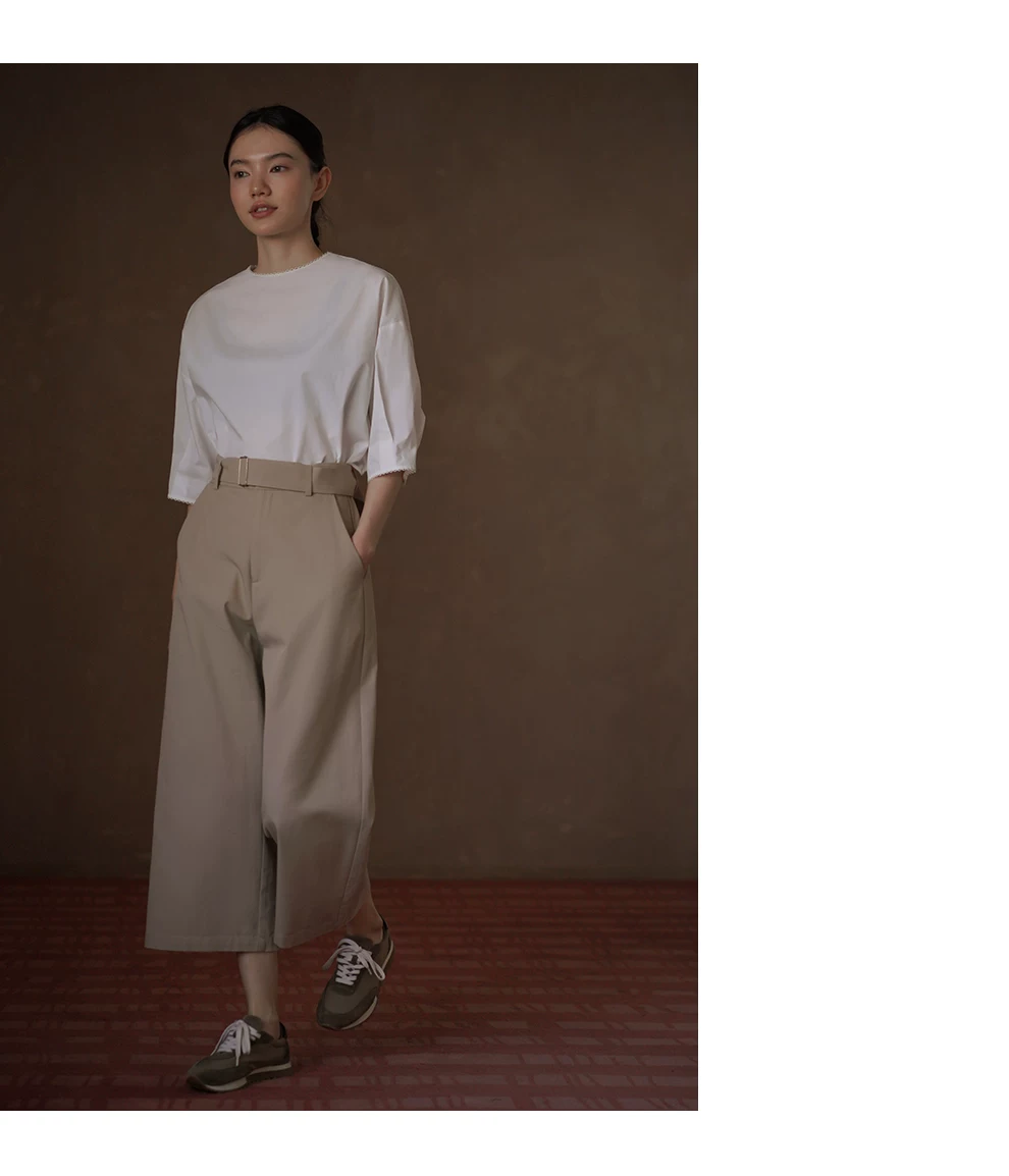 休閒棉感腰帶寬鬆褲腿立體打褶顯瘦高腰百搭直筒八分褲,休閒棉感腰帶寬鬆褲腿立體打褶顯瘦高腰百搭直筒八分褲,HBFS3027,休閒棉感腰帶寬鬆褲腿立體打褶顯瘦高腰百搭直筒八分褲,高腰透氣,版型修飾