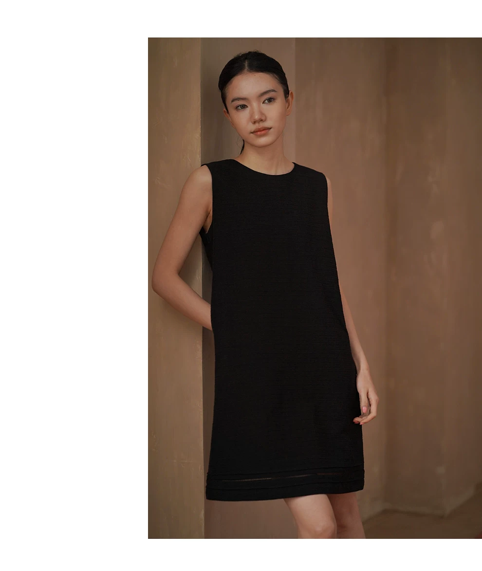 簡約萊賽爾棉寬鬆直筒圓領短洋裝下擺鏤空花邊裙子,簡約萊賽爾棉寬鬆直筒圓領短洋裝下擺鏤空花邊裙子,HBFS7047,簡約萊賽爾棉寬鬆直筒圓領短洋裝下擺鏤空花邊裙子,涼感不悶,清爽俐落