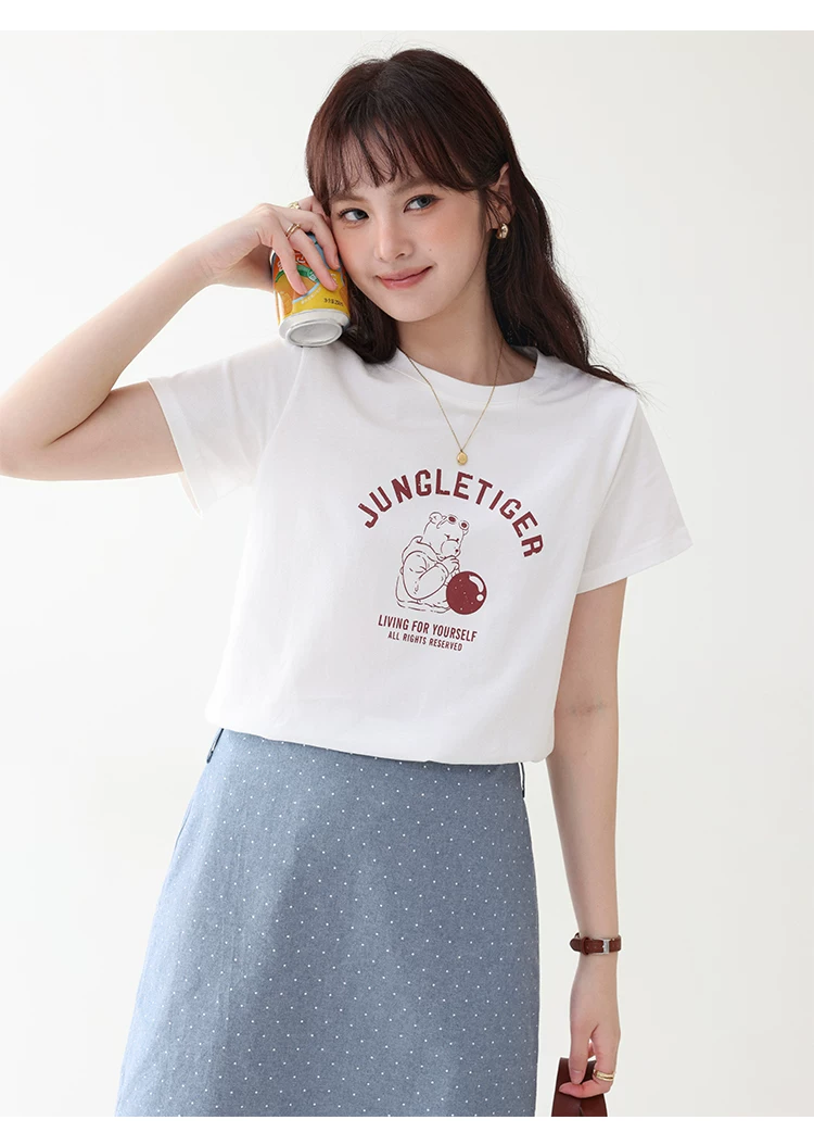 卡通印花寬鬆純棉短袖T恤女夏新款時尚百搭圓領上衣,卡通印花寬鬆純棉短袖T恤女夏新款時尚百搭圓領上衣,HBFS1114,卡通印花寬鬆純棉短袖T恤女夏新款時尚百搭圓領上衣,童趣印花,全棉面料