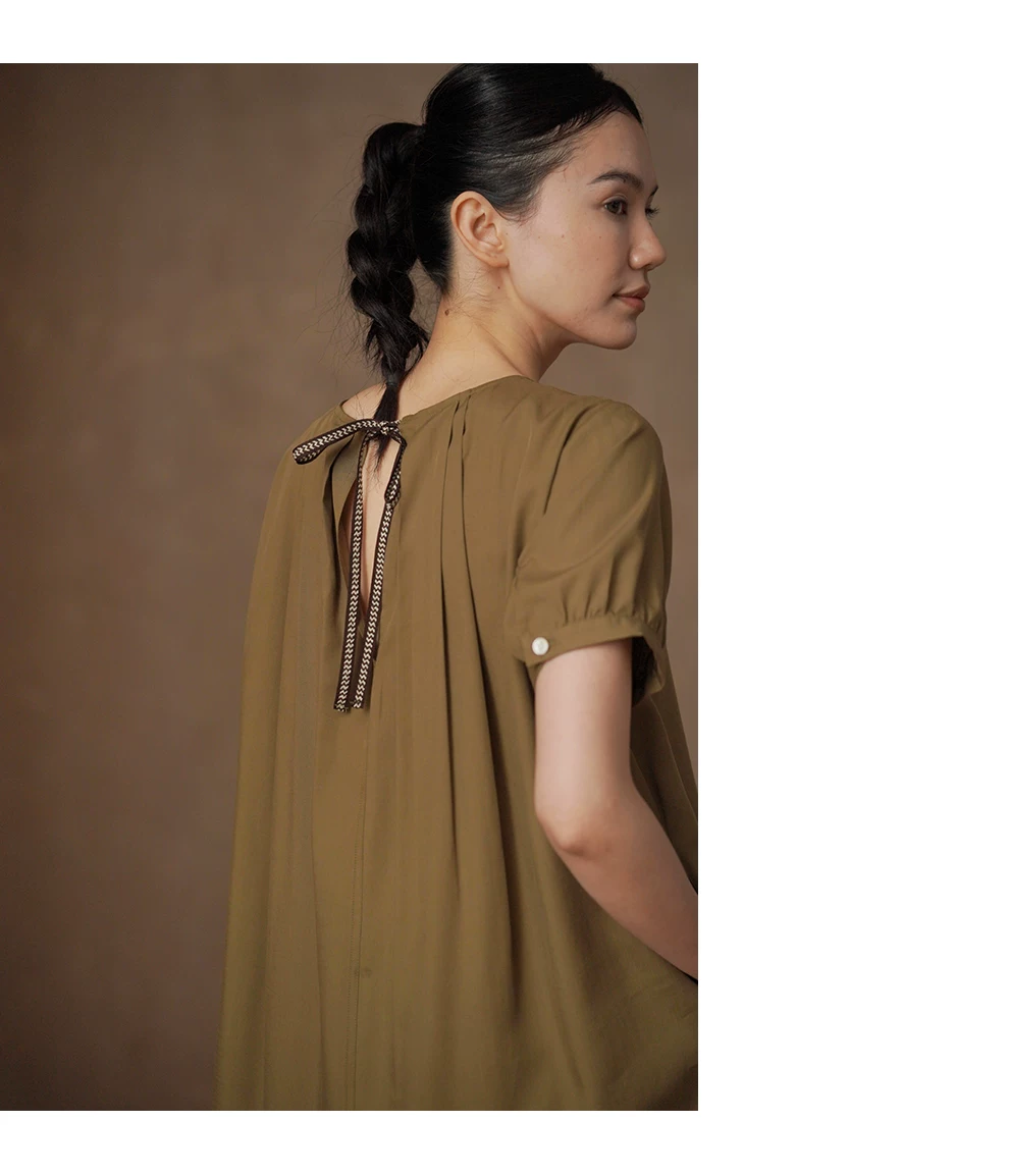 夏日桔梗撞色繫帶露背連身裙寬鬆A字顯瘦壓褶洋裝女,夏日桔梗撞色繫帶露背連身裙寬鬆A字顯瘦壓褶洋裝女,HBFS7055,夏日桔梗撞色繫帶露背連身裙寬鬆A字顯瘦壓褶洋裝女,涼感軟糯,壓褶層次