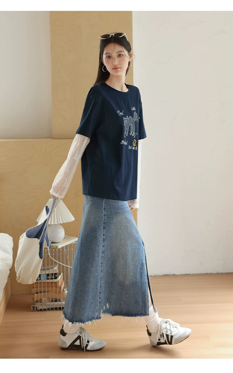 大尺碼蕾絲拼接長袖T恤早秋女裝2026新款寬鬆貓咪刺繡上衣女,大尺碼蕾絲拼接長袖T恤早秋女裝2026新款寬鬆貓咪刺繡上衣女,HBFS1301,大尺碼蕾絲拼接長袖T恤早秋女裝2026新款寬鬆貓咪刺繡上衣女,中大尺碼,蕾絲拼接