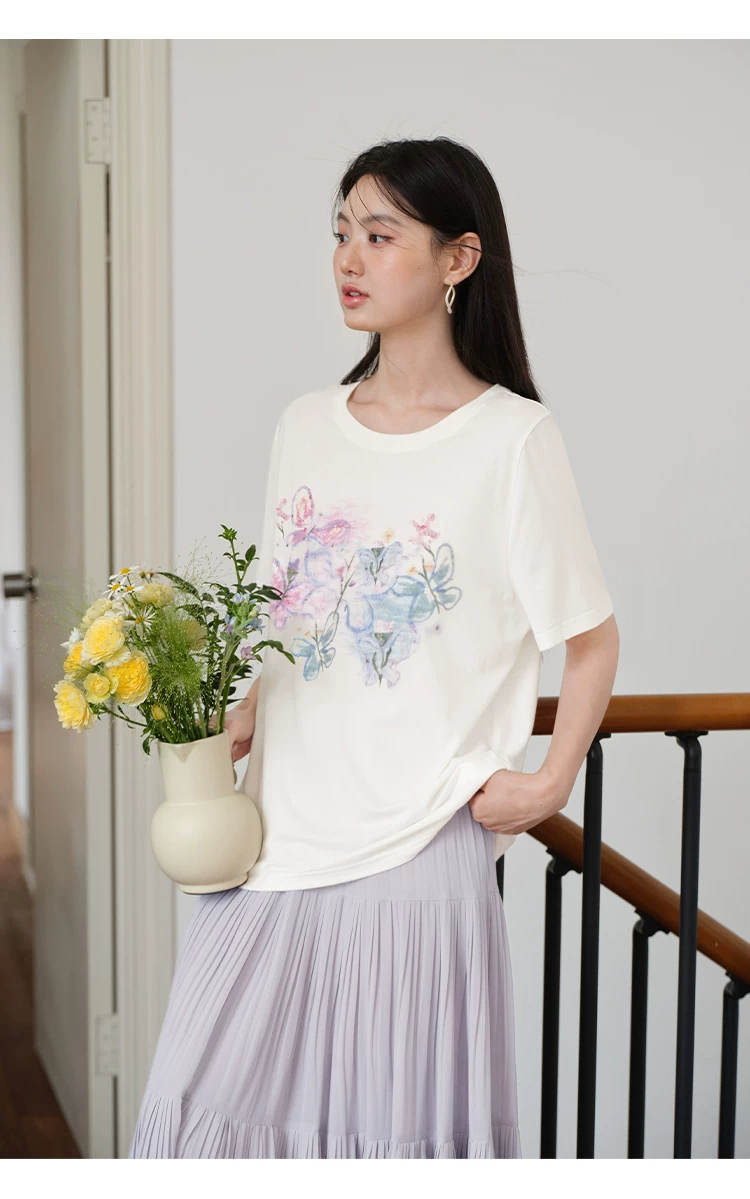 大尺寸胖mm夏裝蝴蝶印花白色短袖T恤女2026新款寬鬆正肩上衣,大尺寸胖mm夏裝蝴蝶印花白色短袖T恤女2026新款寬鬆正肩上衣,HBFS1315,大尺寸胖mm夏裝蝴蝶印花白色短袖T恤女2026新款寬鬆正肩上衣,中大尺碼,文青印花