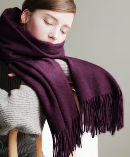100%羊毛加寬純色百搭圍巾
