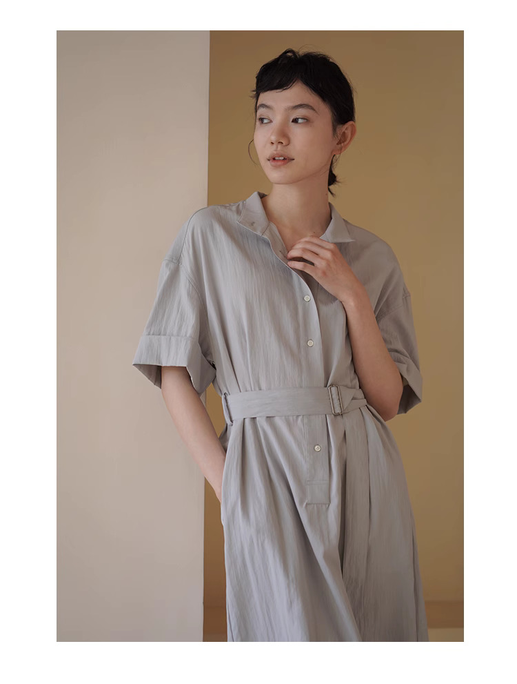 中式侘寂風美學洋裝淡雅寬鬆顯瘦不挑人通勤襯衫裙子
