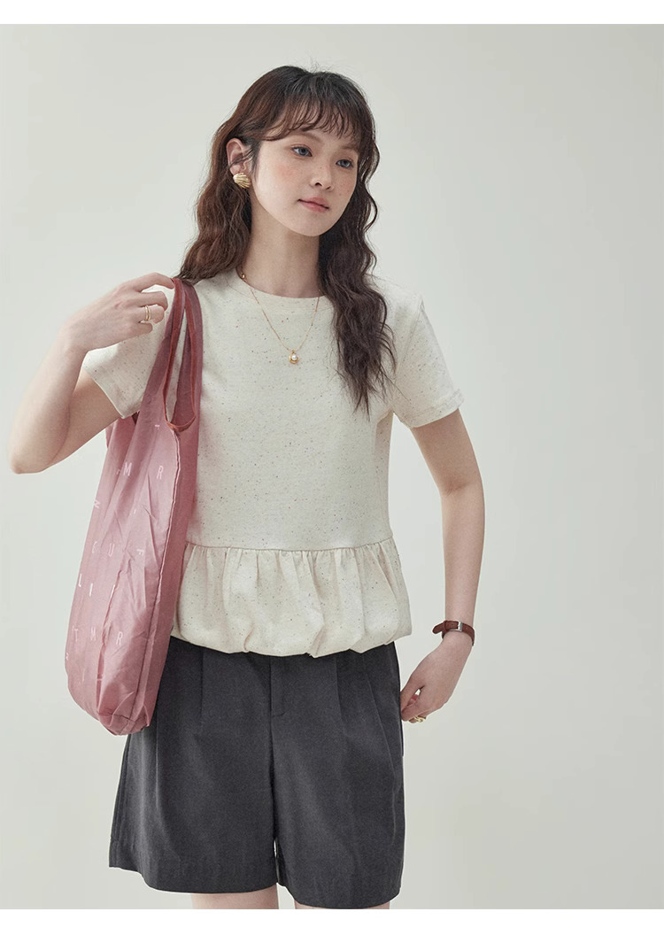 設計感彩點花苞短袖t卹女款夏季新款減齡短版上衣